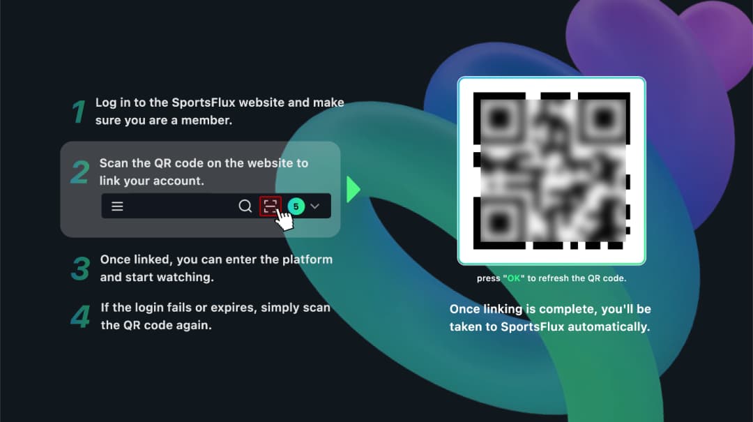 TV app login QR code